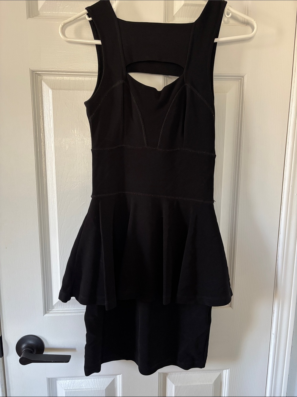 French Connection Black High-Low Peplum Dress